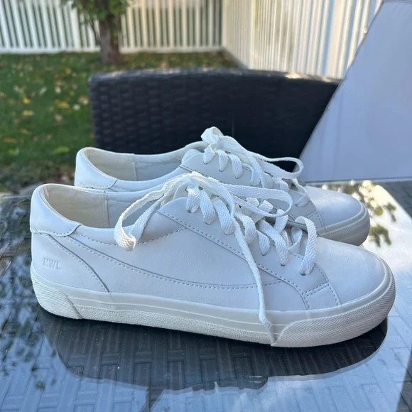 Madewell Sidewalk Sneakers Pale Parchment Cream Leather Minimalist Modern ND989 - Picture 3 of 10